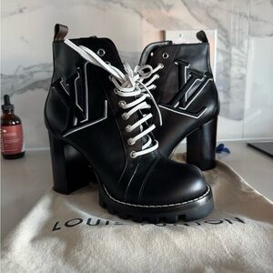 Louis Vuitton Black and White Heeled Boots